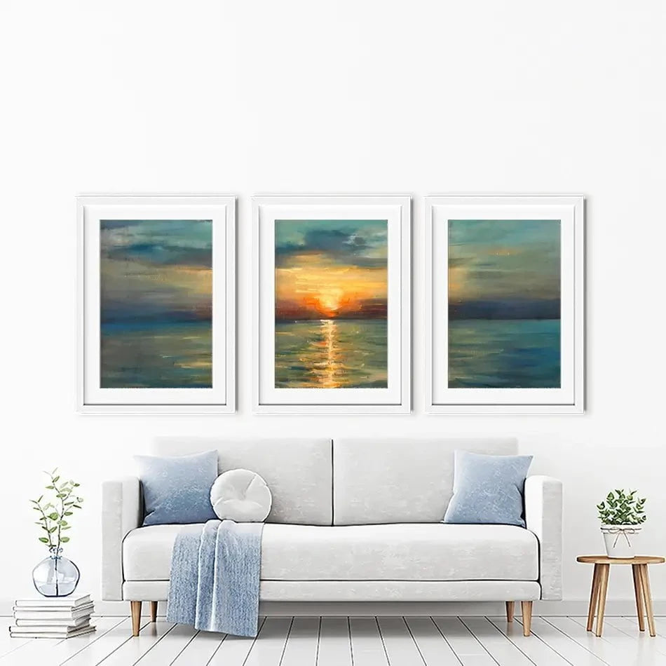 Sunrise Over The Sea Framed Art Print Trio Sunrise Over The Sea Framed Art Print Trio wall art product OlgaOsa / Shutterstock