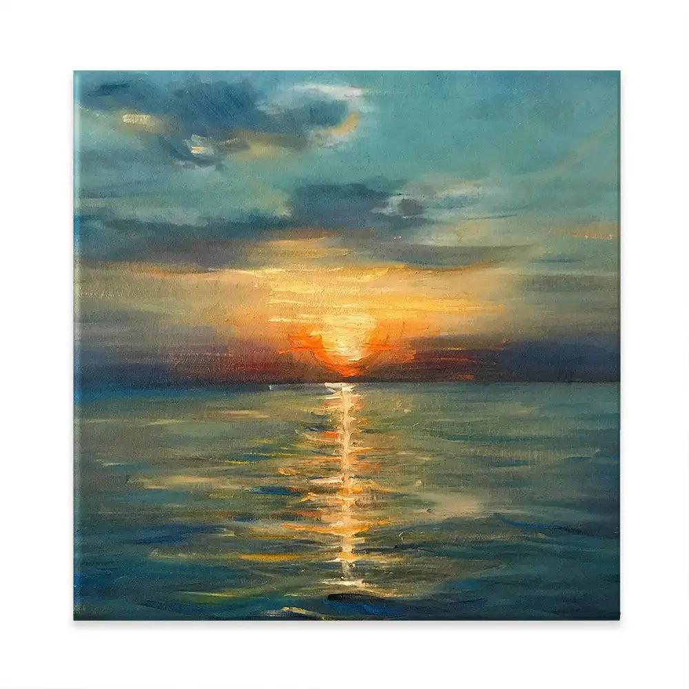 Sunrise Over The Sea Square Canvas Print Sunrise Over The Sea Square Canvas Print wall art product OlgaOsa / Shutterstock