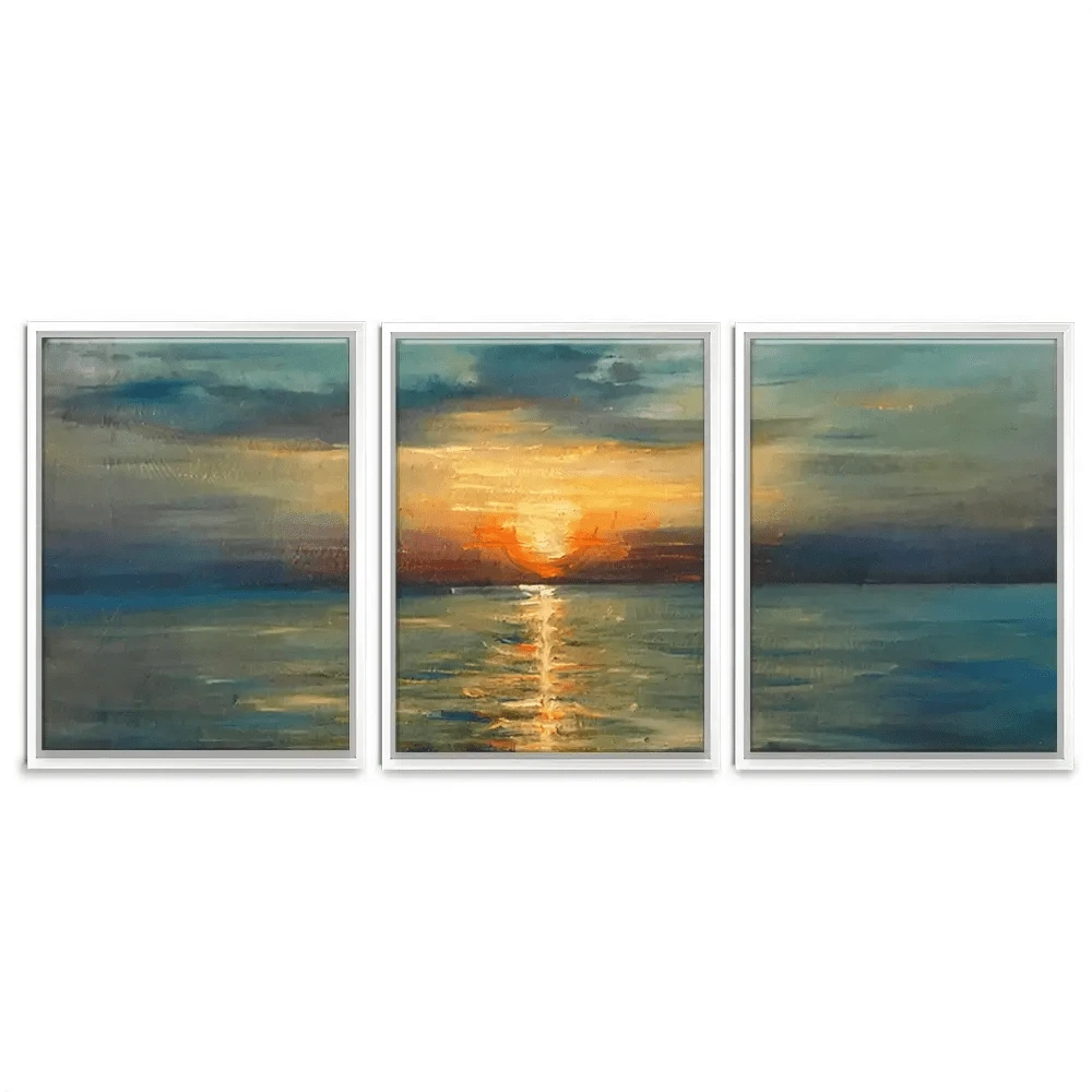 Sunrise Over The Sea Trio Canvas Print Sunrise Over The Sea Trio Canvas Print wall art product OlgaOsa / Shutterstock