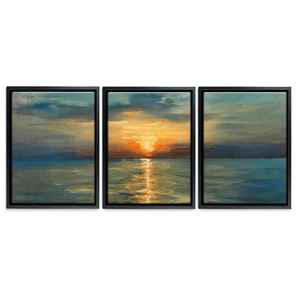 Sunrise Over The Sea Trio Canvas Print Sunrise Over The Sea Trio Canvas Print wall art product OlgaOsa / Shutterstock