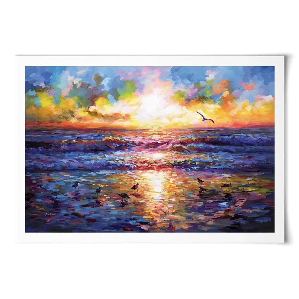 Sunset Beach Embrace Art Print Sunset Beach Embrace Art Print wall art product Leon Devenice