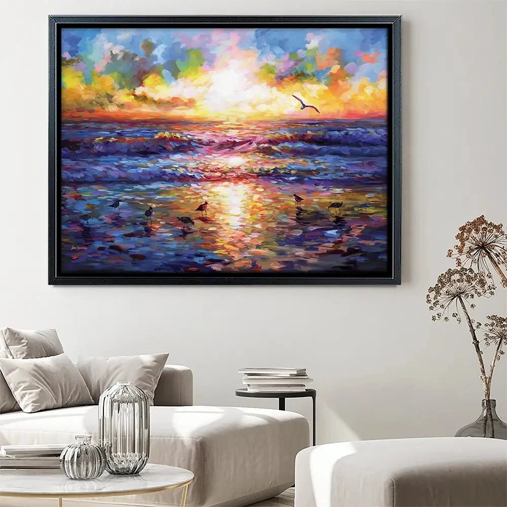Sunset Beach Embrace Canvas Print Sunset Beach Embrace Canvas Print wall art product Leon Devenice