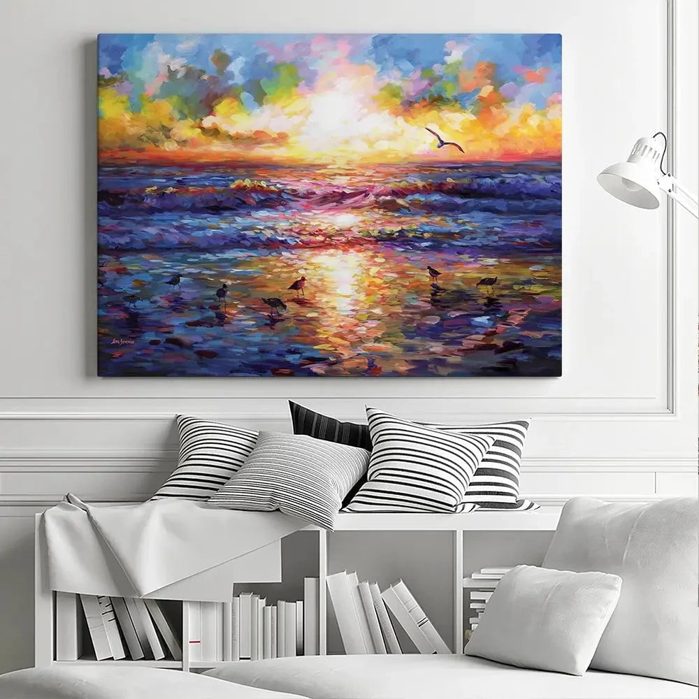 Sunset Beach Embrace Canvas Print Sunset Beach Embrace Canvas Print wall art product Leon Devenice