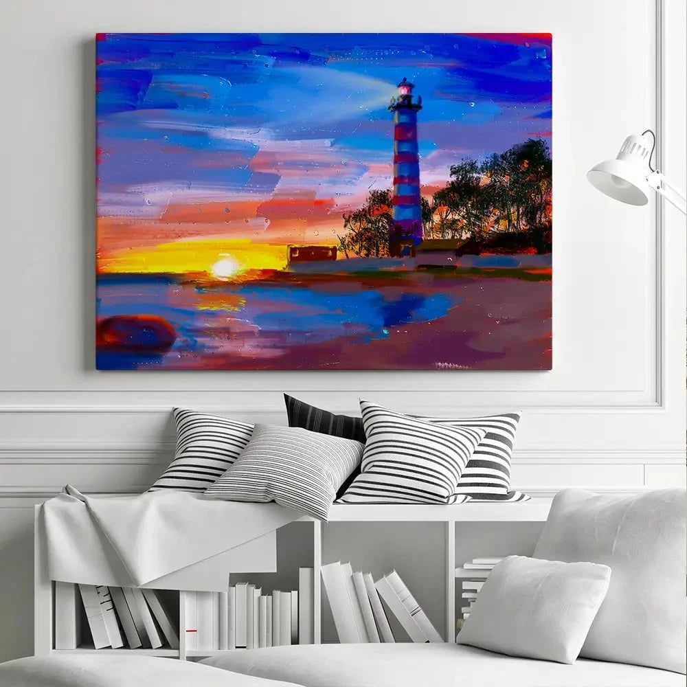 Sunset Lighthouse Scene Canvas Print Sunset Lighthouse Scene Canvas Print wall art product Valenty / Shutterstock
