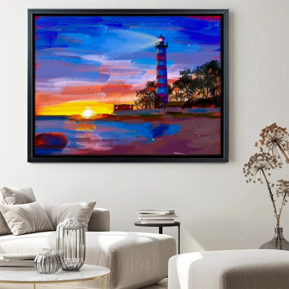 Sunset Lighthouse Scene Canvas Print Sunset Lighthouse Scene Canvas Print wall art product Valenty / Shutterstock