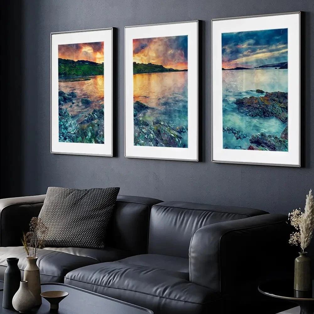 Sunset Over The Bay Framed Art Print Trio Sunset Over The Bay Framed Art Print Trio wall art product Helen Hotson / Shutterstock