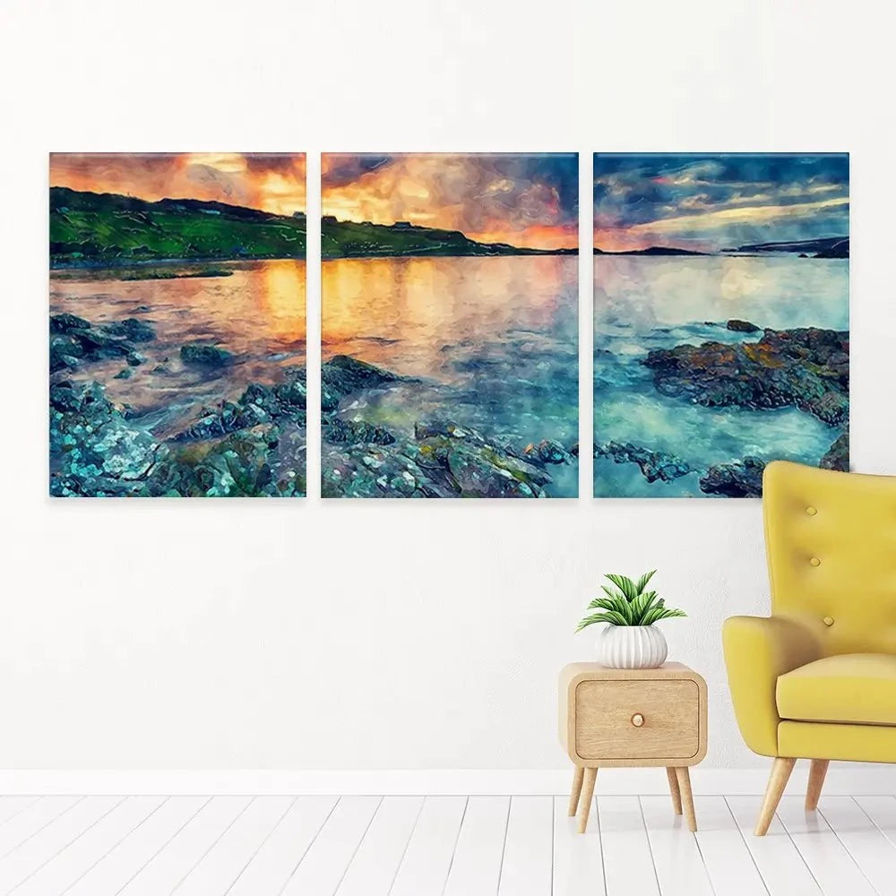 Sunset Over The Bay Trio Canvas Print Sunset Over The Bay Trio Canvas Print wall art product Helen Hotson / Shutterstock