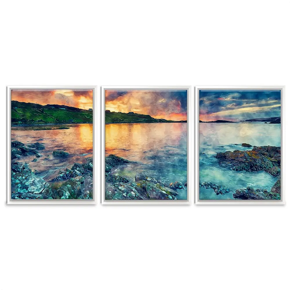 Sunset Over The Bay Trio Canvas Print Sunset Over The Bay Trio Canvas Print wall art product Helen Hotson / Shutterstock