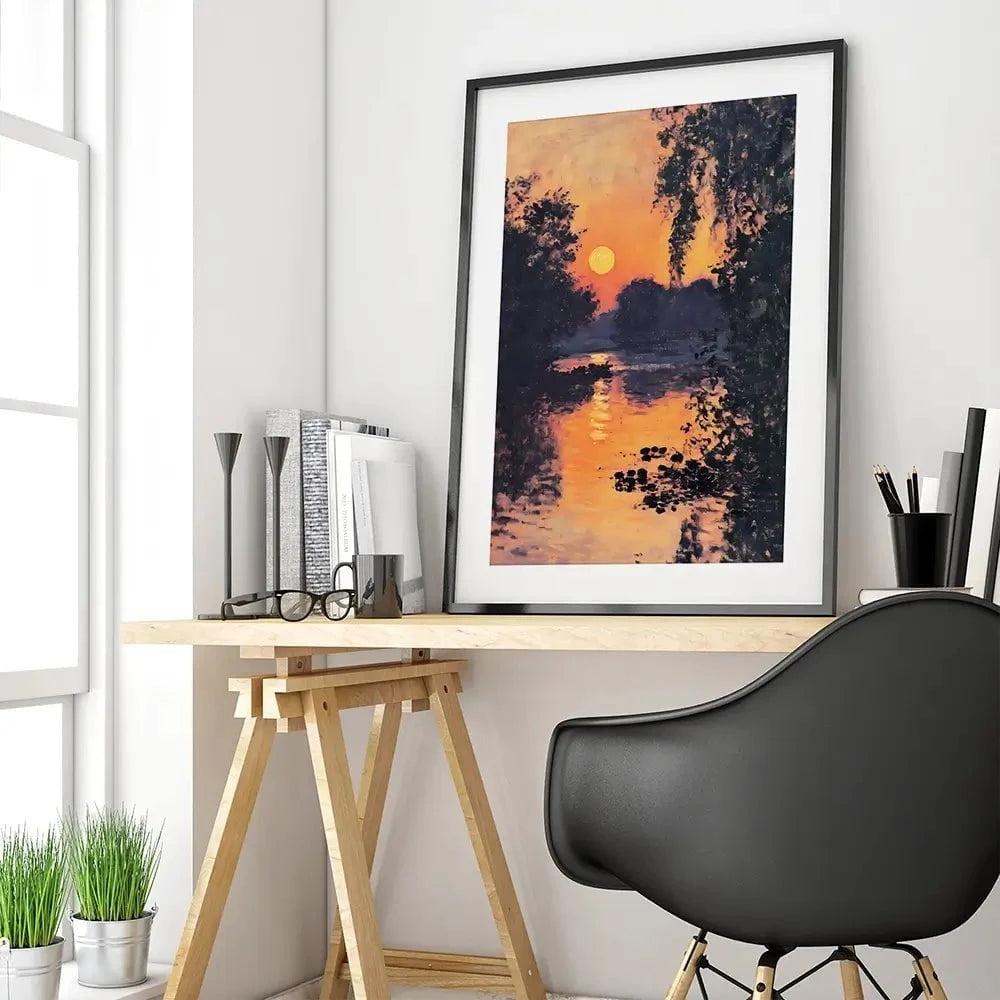 Sunset Over The Lake Framed Art Print Sunset Over The Lake Framed Art Print wall art product Walker Noble