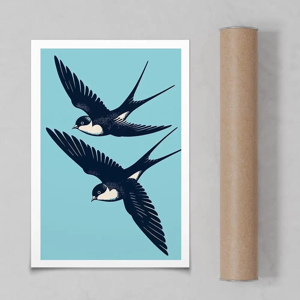 Swallows Diving Art Print Swallows Diving Art Print wall art product P & M Print Gallery