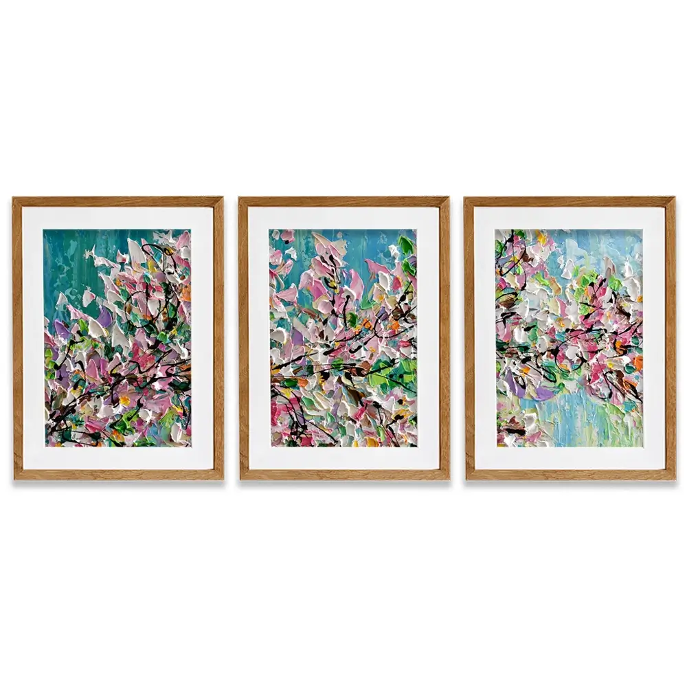 Sweet Cherry Blossom Framed Art Print Trio Sweet Cherry Blossom Framed Art Print Trio wall art product Olga Tkachyk