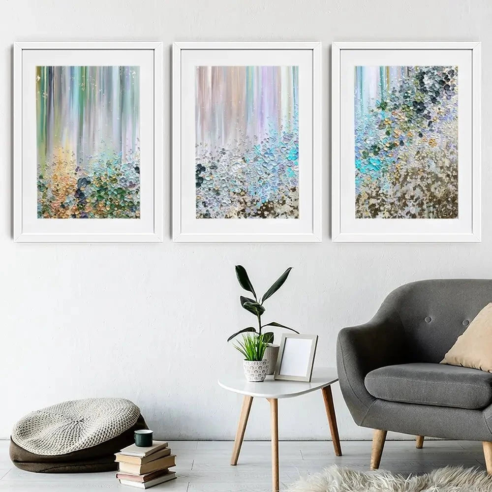 Symphony Of Colour In Green And Blue Framed Art Print Trio Symphony Of Colour In Green And Blue Framed Art Print Trio wall art product Nada Khatib