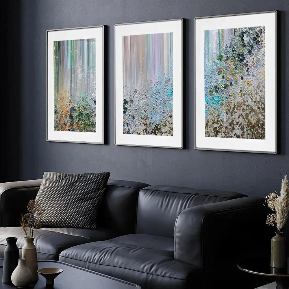 Symphony Of Colour In Green And Blue Framed Art Print Trio Symphony Of Colour In Green And Blue Framed Art Print Trio wall art product Nada Khatib