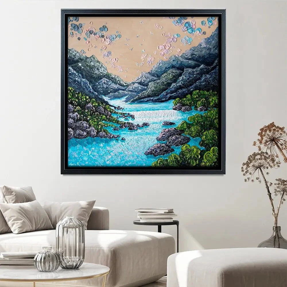 Take The Plunge Square Canvas Print Take The Plunge Square Canvas Print wall art product Nada Khatib