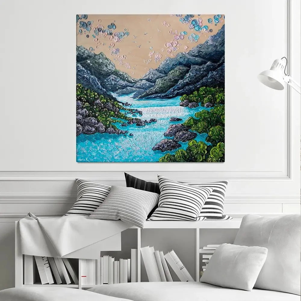 Take The Plunge Square Canvas Print Take The Plunge Square Canvas Print wall art product Nada Khatib
