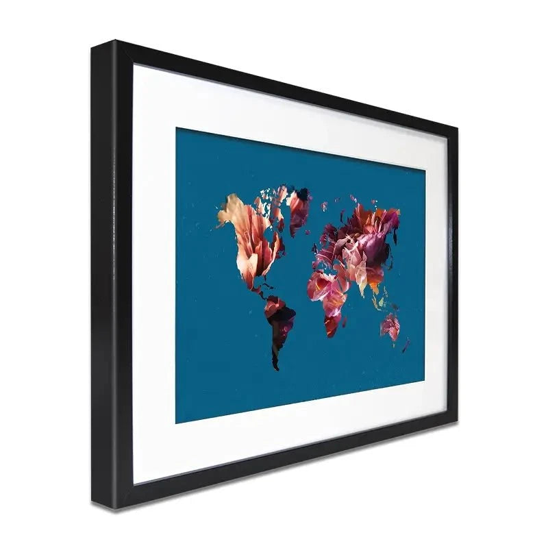 Teal Map Framed Art Print Teal Map Framed Art Print wall art product Sarah Manovski