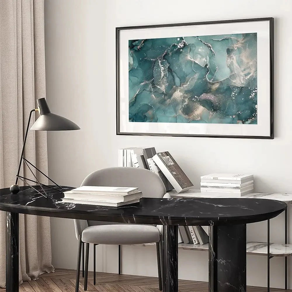 Teal Marble Framed Art Print Teal Marble Framed Art Print | Teal Framed Print Artwork | Teal Design wall art product djero.adlibeshe yahoo.com / Shutterstock