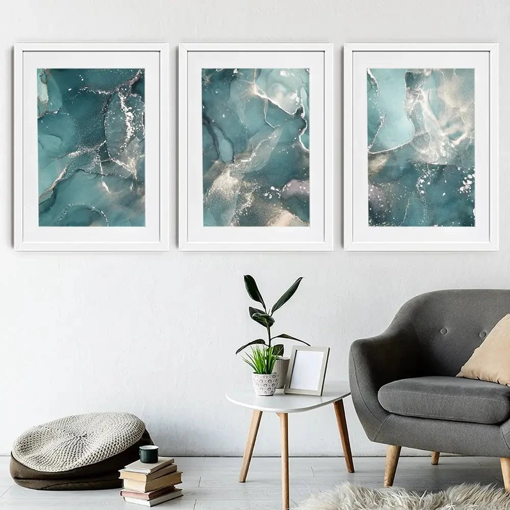 Teal Marble Framed Art Print Trio Teal Marble Framed Art Print Trio wall art product djero.adlibeshe yahoo.com / Shutterstock