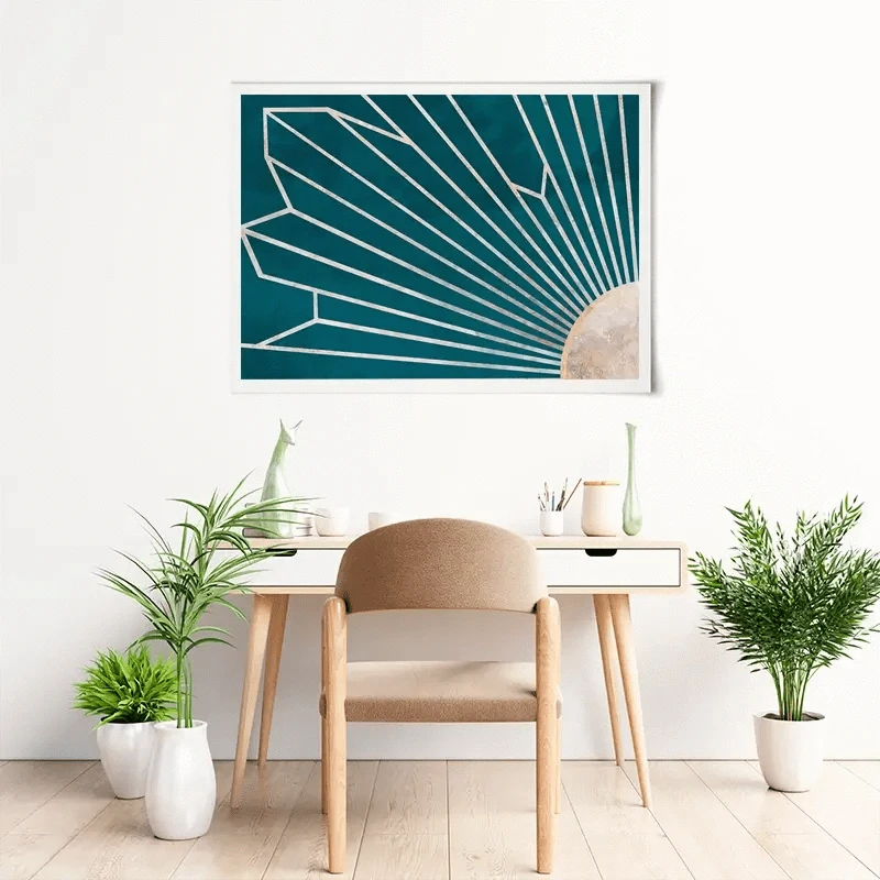 Teal Sunrays Art Print Teal Sunrays Art Print wall art product Sarah Manovski