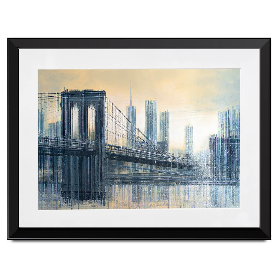 The Brooklyn Bridge As The Sun Sets Framed Art Print The Brooklyn Bridge As The Sun Sets Framed Art Print wall art product Marc Todd - Independent