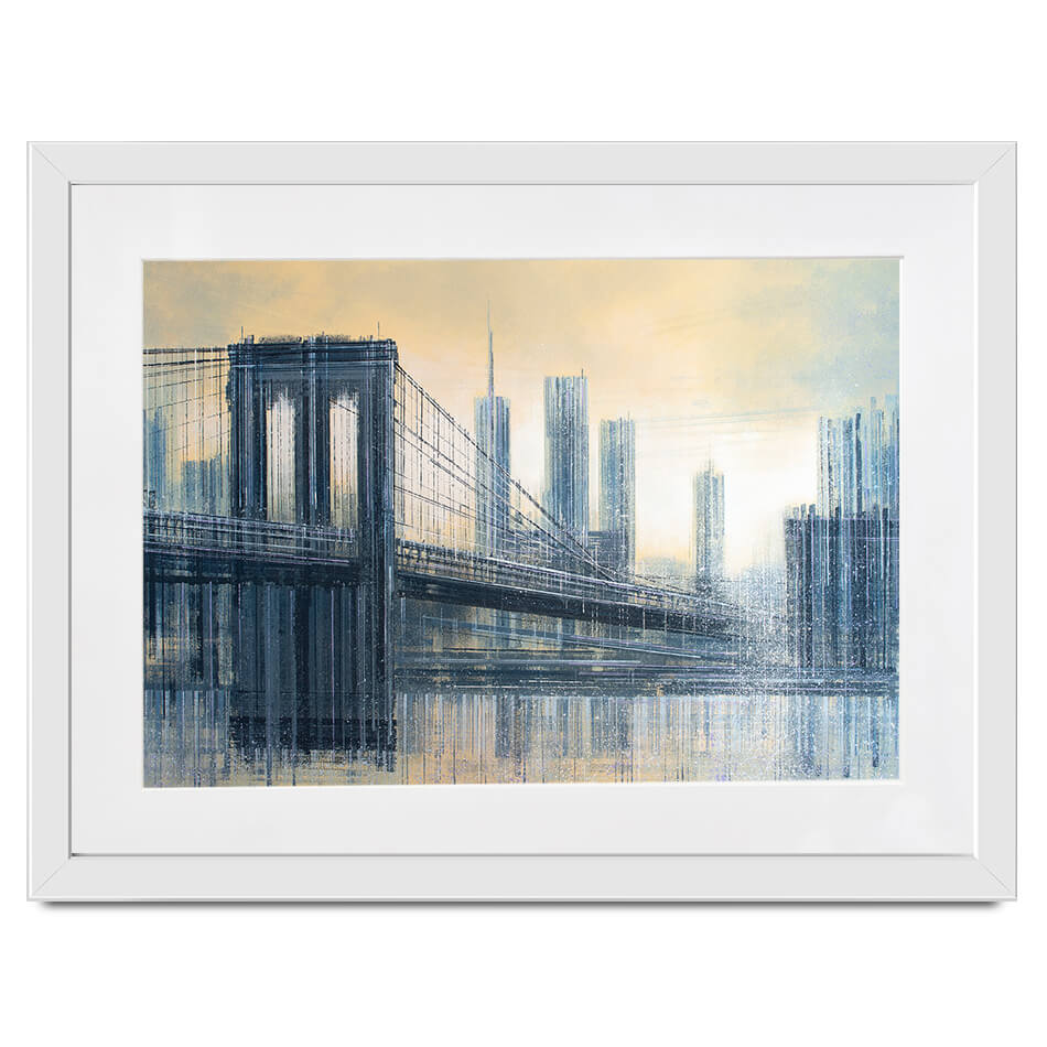 The Brooklyn Bridge As The Sun Sets Framed Art Print The Brooklyn Bridge As The Sun Sets Framed Art Print wall art product Marc Todd - Independent
