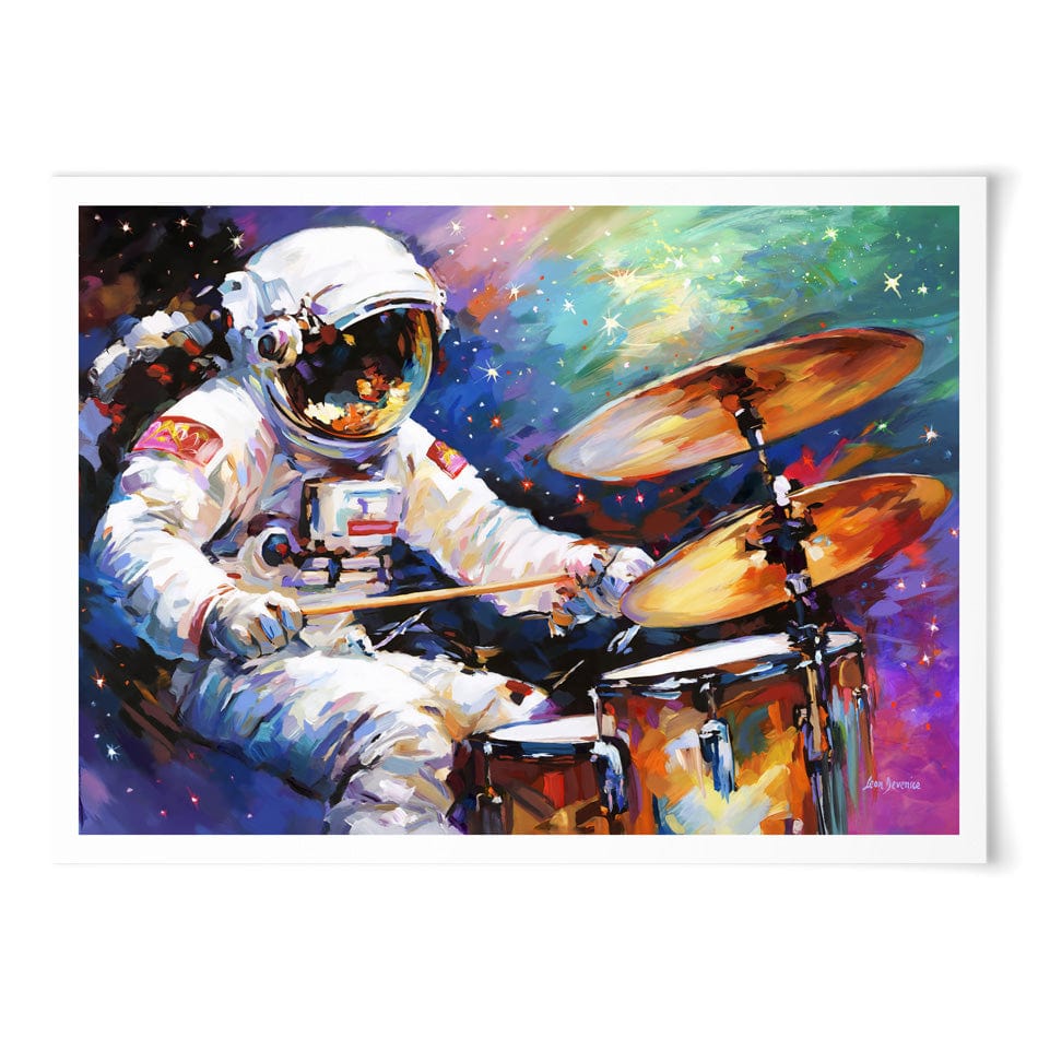 The Cosmic Drummer Art Print wall art product Leon Devenice
