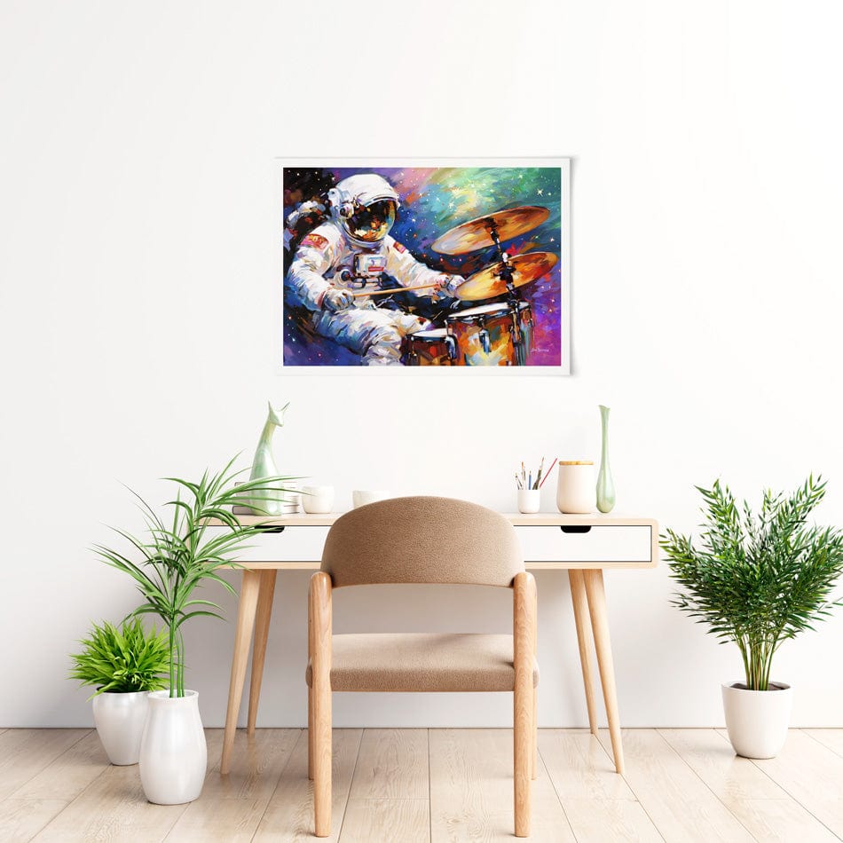 The Cosmic Drummer Art Print wall art product Leon Devenice