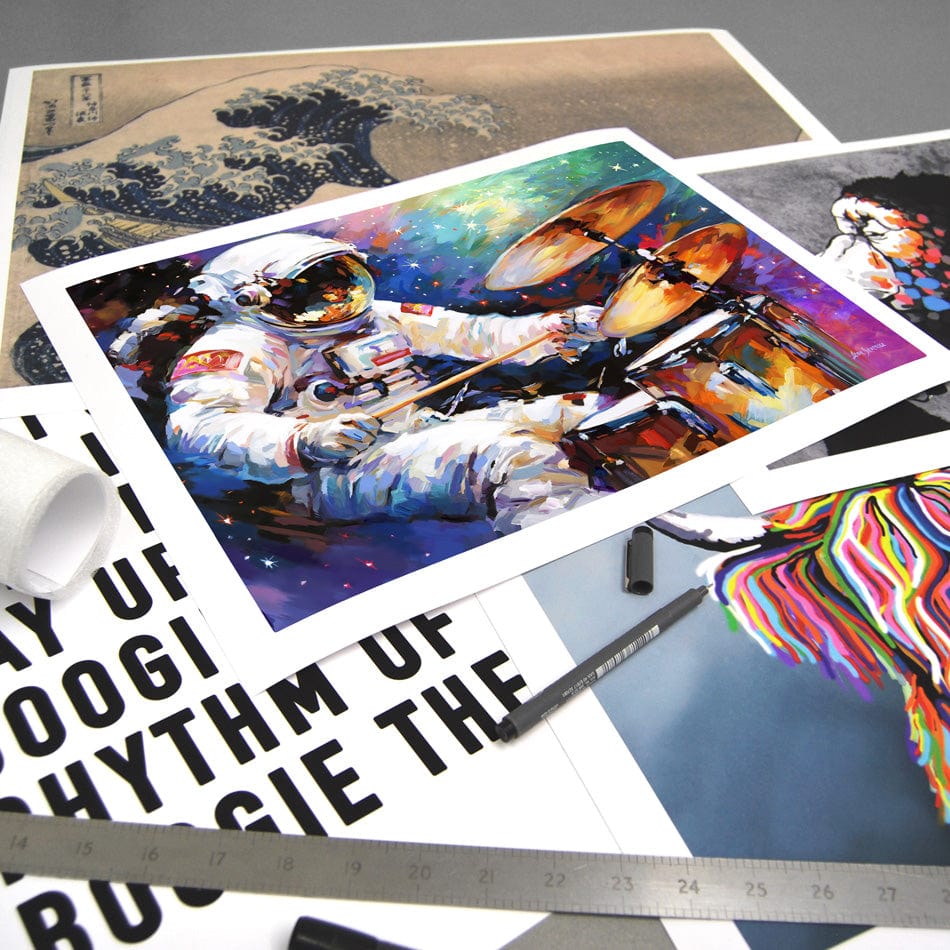 The Cosmic Drummer Art Print wall art product Leon Devenice