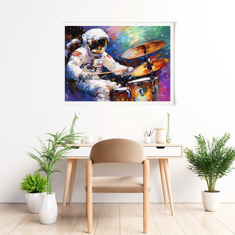 The Cosmic Drummer Art Print wall art product Leon Devenice