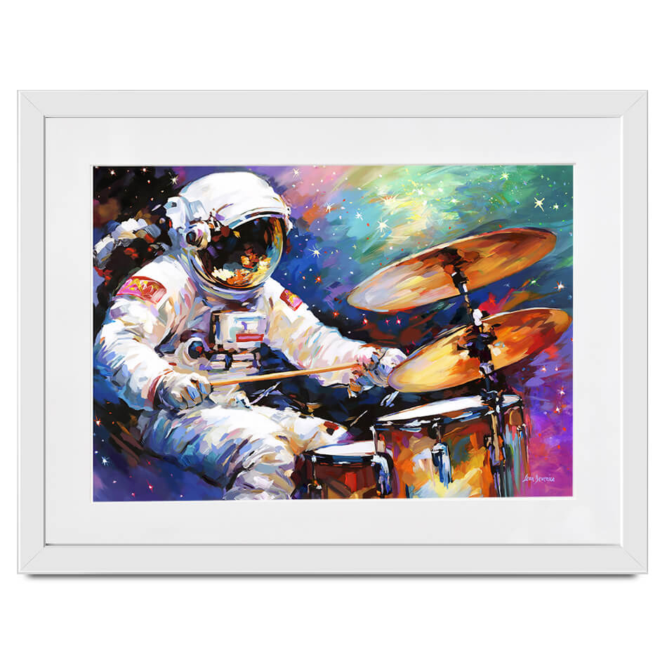 The Cosmic Drummer Framed Art Print The Cosmic Drummer Framed Art Print wall art product Leon Devenice