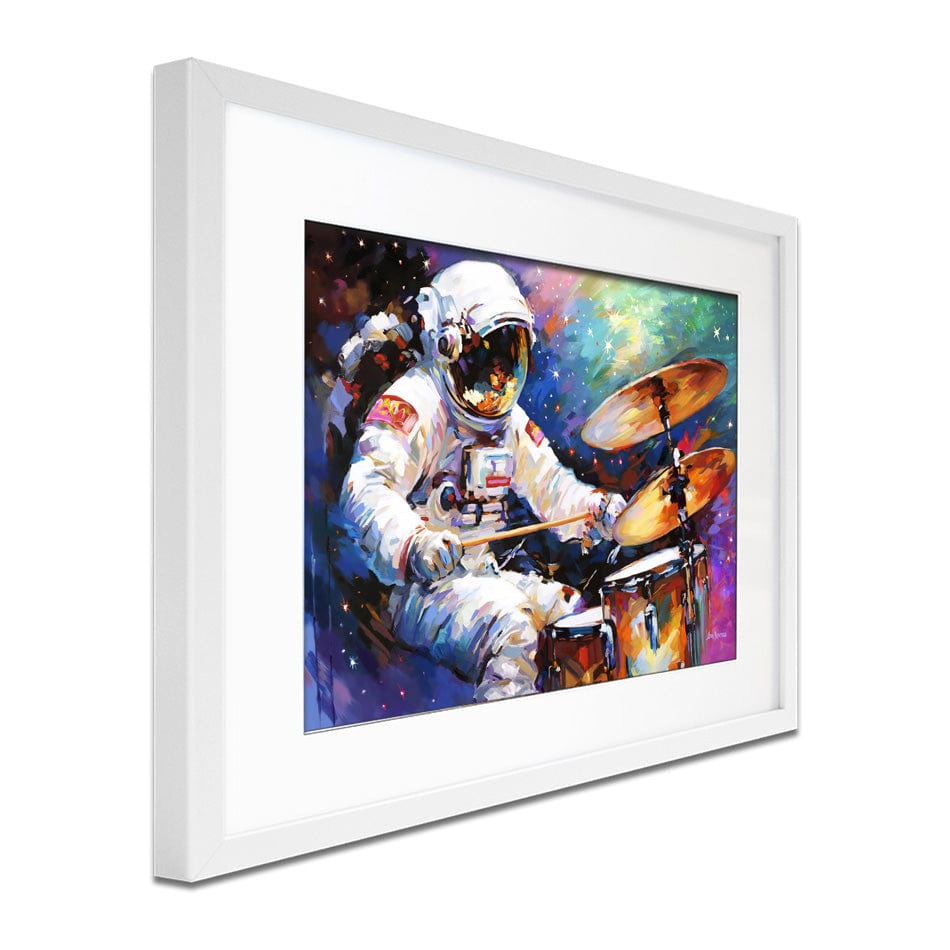 The Cosmic Drummer Framed Art Print wall art product Leon Devenice