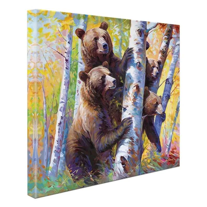 The Curious Bears Among The Birch Trees Canvas Print The Curious Bears Among The Birch Trees Canvas Print wall art product Leon Devenice