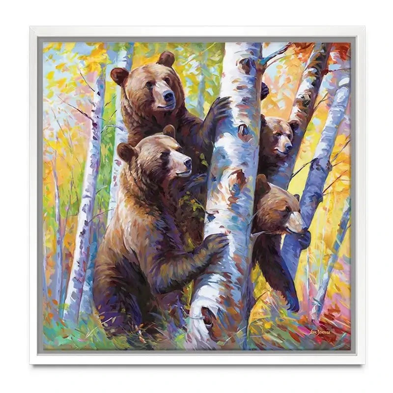 The Curious Bears Among The Birch Trees Canvas Print The Curious Bears Among The Birch Trees Canvas Print wall art product Leon Devenice