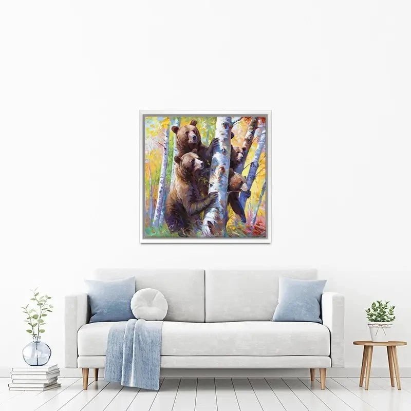 The Curious Bears Among The Birch Trees Canvas Print The Curious Bears Among The Birch Trees Canvas Print wall art product Leon Devenice