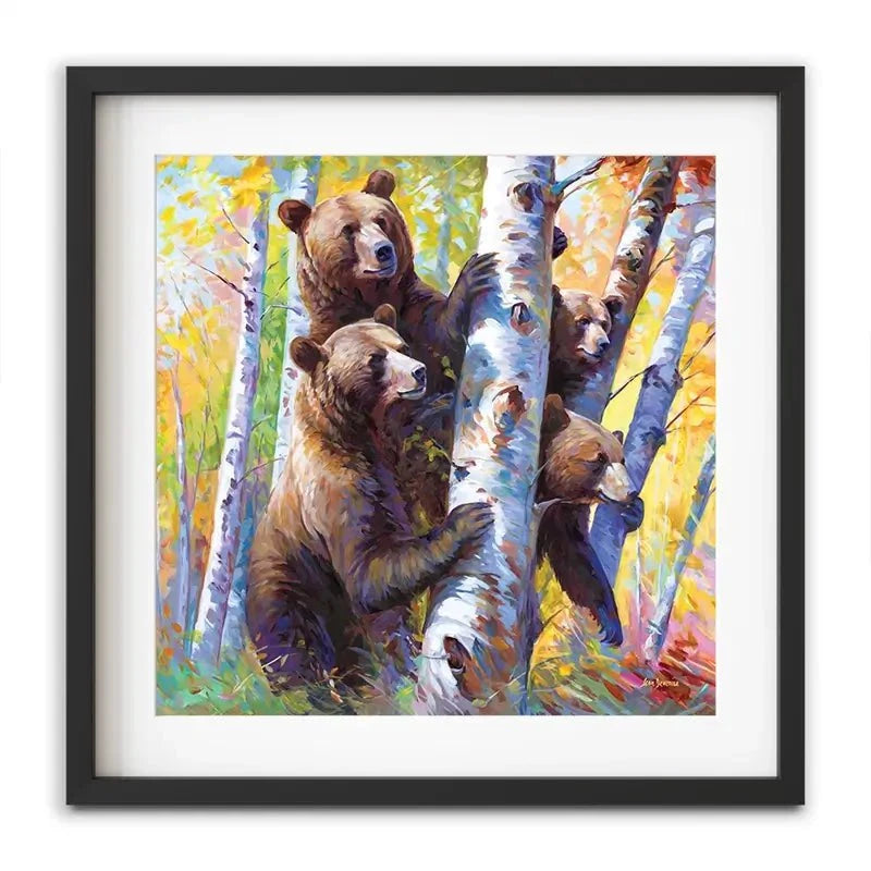 The Curious Bears Among The Birch Trees Framed Art Print The Curious Bears Among The Birch Trees Framed Art Print wall art product Leon Devenice