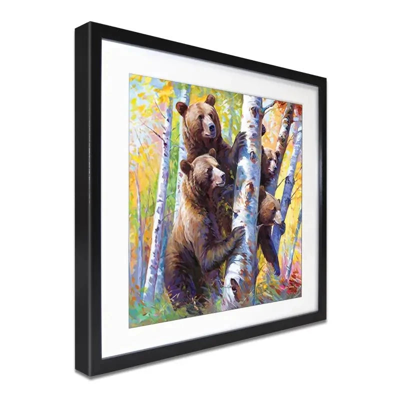 The Curious Bears Among The Birch Trees Framed Art Print The Curious Bears Among The Birch Trees Framed Art Print wall art product Leon Devenice