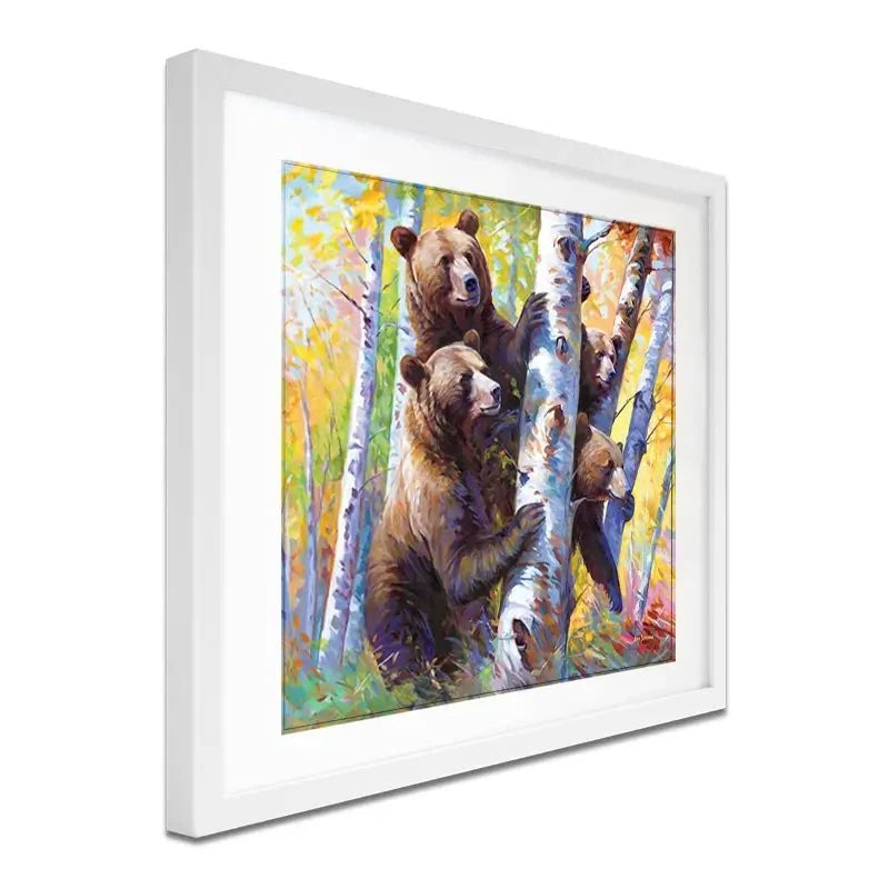 The Curious Bears Among The Birch Trees Framed Art Print The Curious Bears Among The Birch Trees Framed Art Print wall art product Leon Devenice