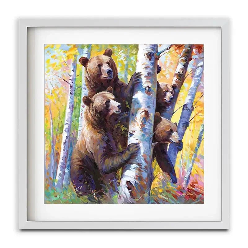 The Curious Bears Among The Birch Trees Framed Art Print The Curious Bears Among The Birch Trees Framed Art Print wall art product Leon Devenice