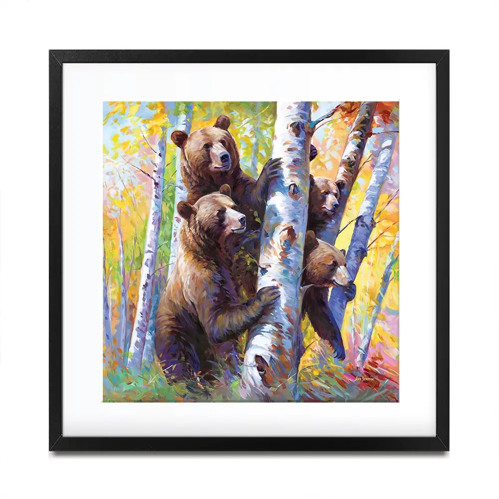 The Curious Bears Among The Birch Trees Framed Art Print The Curious Bears Among The Birch Trees Framed Art Print wall art product Leon Devenice
