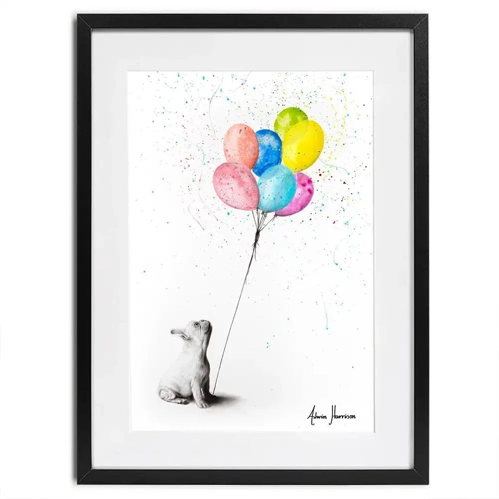 The French Bulldog And The Balloons Framed Art Print The French Bulldog And The Balloons Framed Art Print wall art product Ashvin Harrison