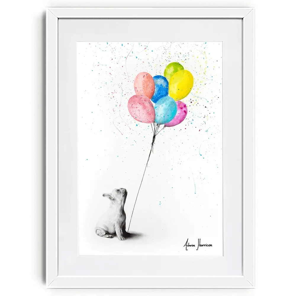 The French Bulldog And The Balloons Framed Art Print The French Bulldog And The Balloons Framed Art Print wall art product Ashvin Harrison