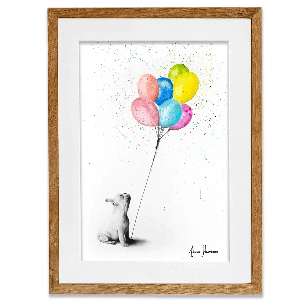 The French Bulldog And The Balloons Framed Art Print The French Bulldog And The Balloons Framed Art Print wall art product Ashvin Harrison