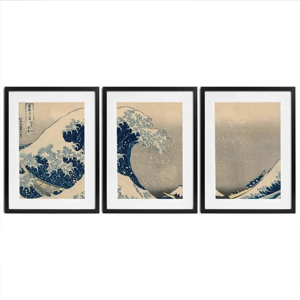 The Great Wave Off Kanagawa Framed Art Print Trio The Great Wave Off Kanagawa Framed Art Print Trio wall art product Katsushika Hokusai
