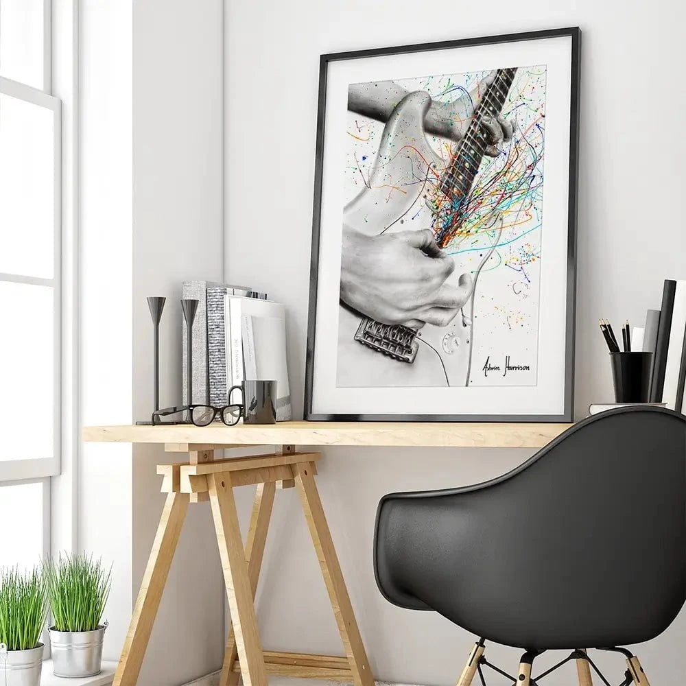 The Guitar Solo Framed Art Print The Guitar Solo Framed Art Print wall art product Ashvin Harrison