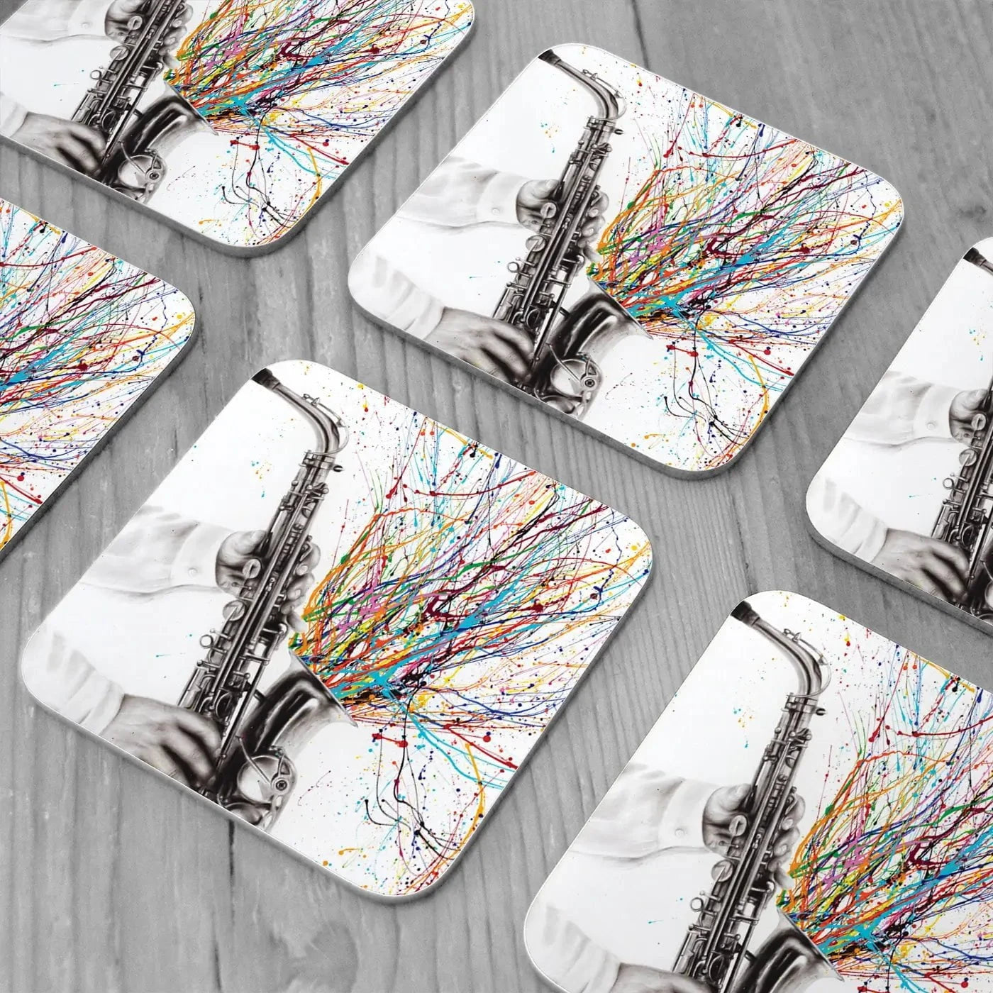 The Jazz Saxophone Coaster Set Rainbow Soul Tree Coaster Set | Rainbow Soul Tree Art Coasters wall art product Ashvin Harrison