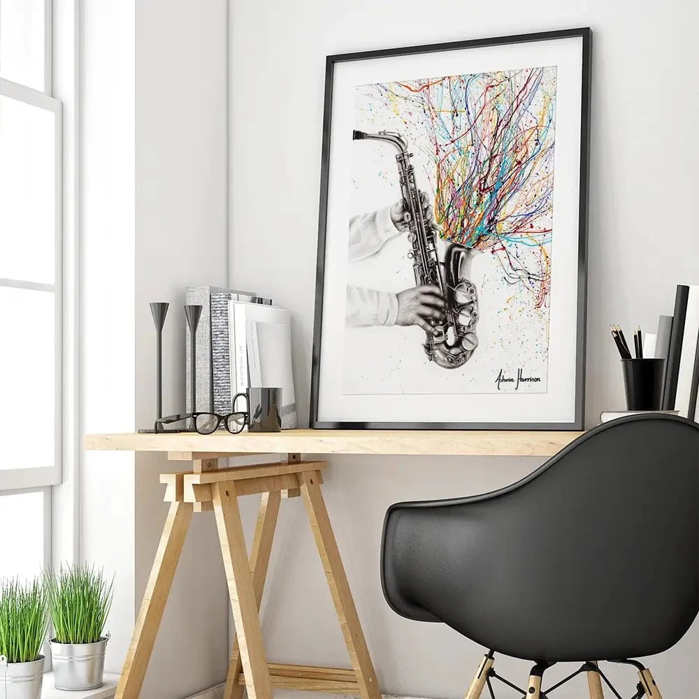 The Jazz Saxophone Framed Art Print The Jazz Saxophone Framed Art Print wall art product Ashvin Harrison