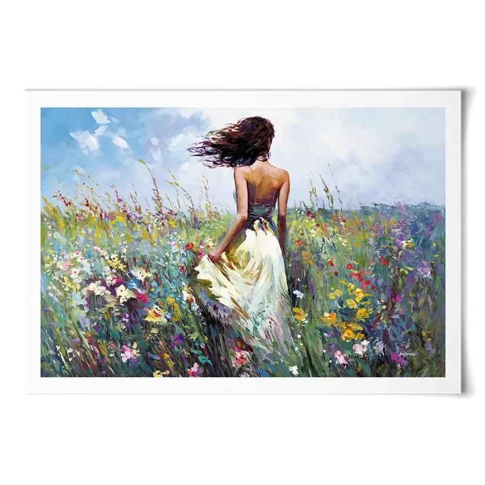 The Lady And The Wildflowers Art Print The Lady And The Wildflowers Art Print wall art product Leon Devenice
