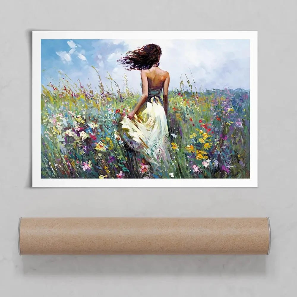 The Lady And The Wildflowers Art Print The Lady And The Wildflowers Art Print wall art product Leon Devenice