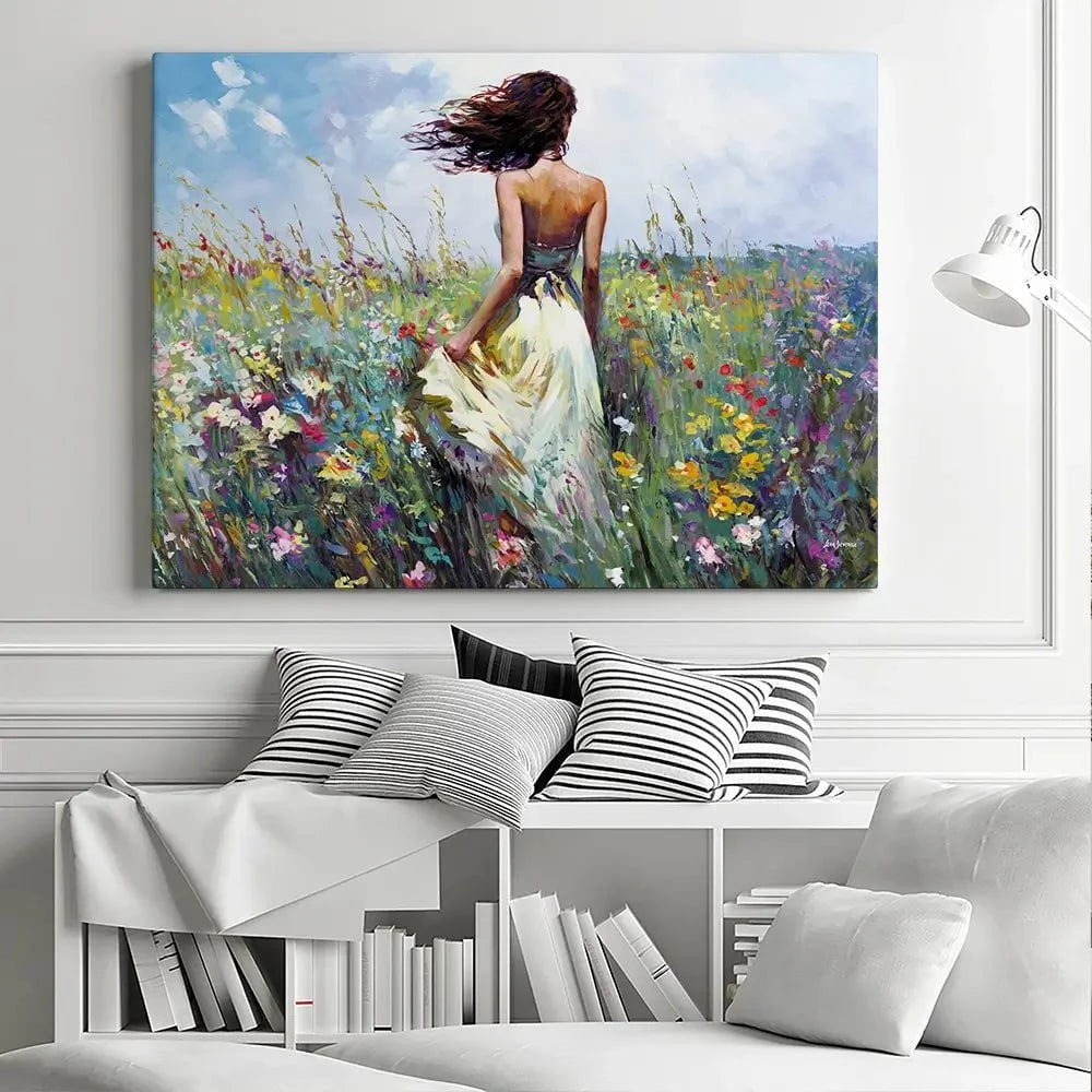 The Lady And The Wildflowers Canvas Print The Lady And The Wildflowers Canvas Print wall art product Leon Devenice