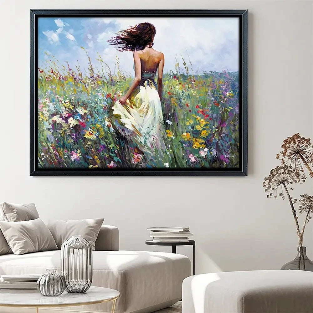 The Lady And The Wildflowers Canvas Print The Lady And The Wildflowers Canvas Print wall art product Leon Devenice